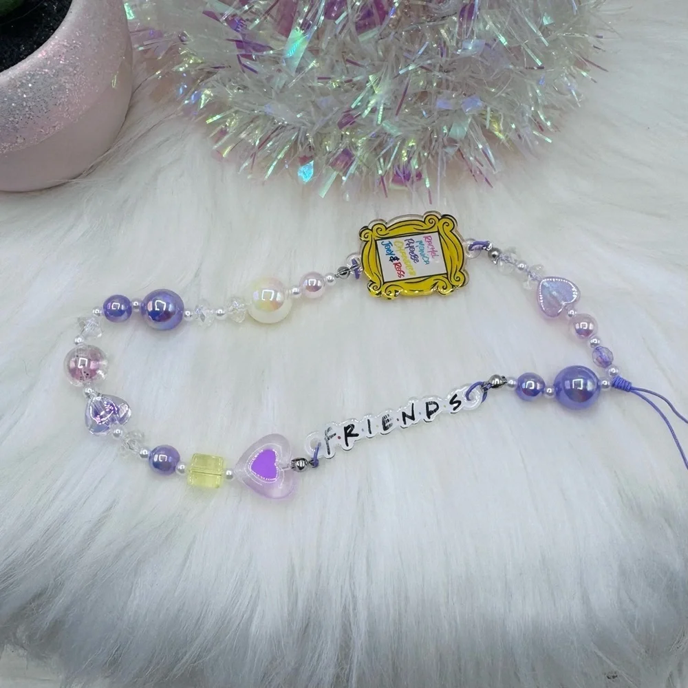 Friends Themed iPhone 17 Pro Max Case with Matching Beaded Strap style 2